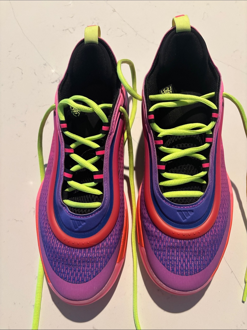 Men’s Athletic Sneakers in Pink & Purple with Neon Yellow Laces